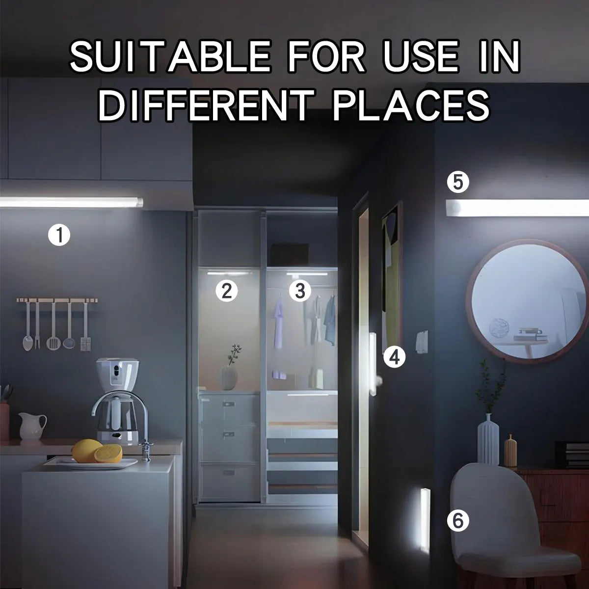 Wireless LED Night Lights Motion Sensor Lights Closet Kitchen Night Lights Bedroom Detector Light Cabinet Staircase Backlit