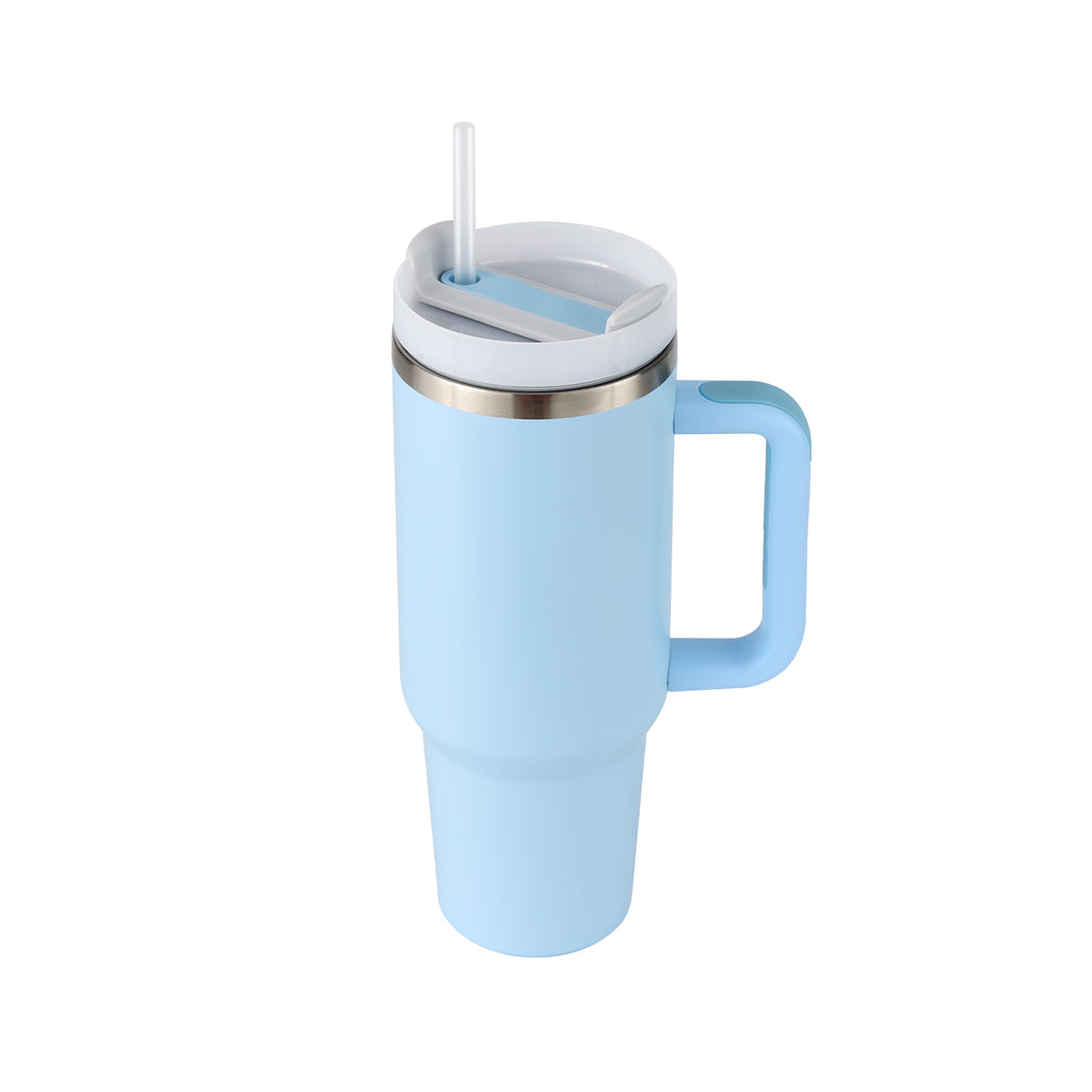 40 Oz Tumbler with Handle Straw Insulated, Stainless Steel Spill Proof Vacuum Coffee Cup Tumbler with Lid Tapered Mug Gifts for Valentine Lover Suitable for Car Gym Office Travel