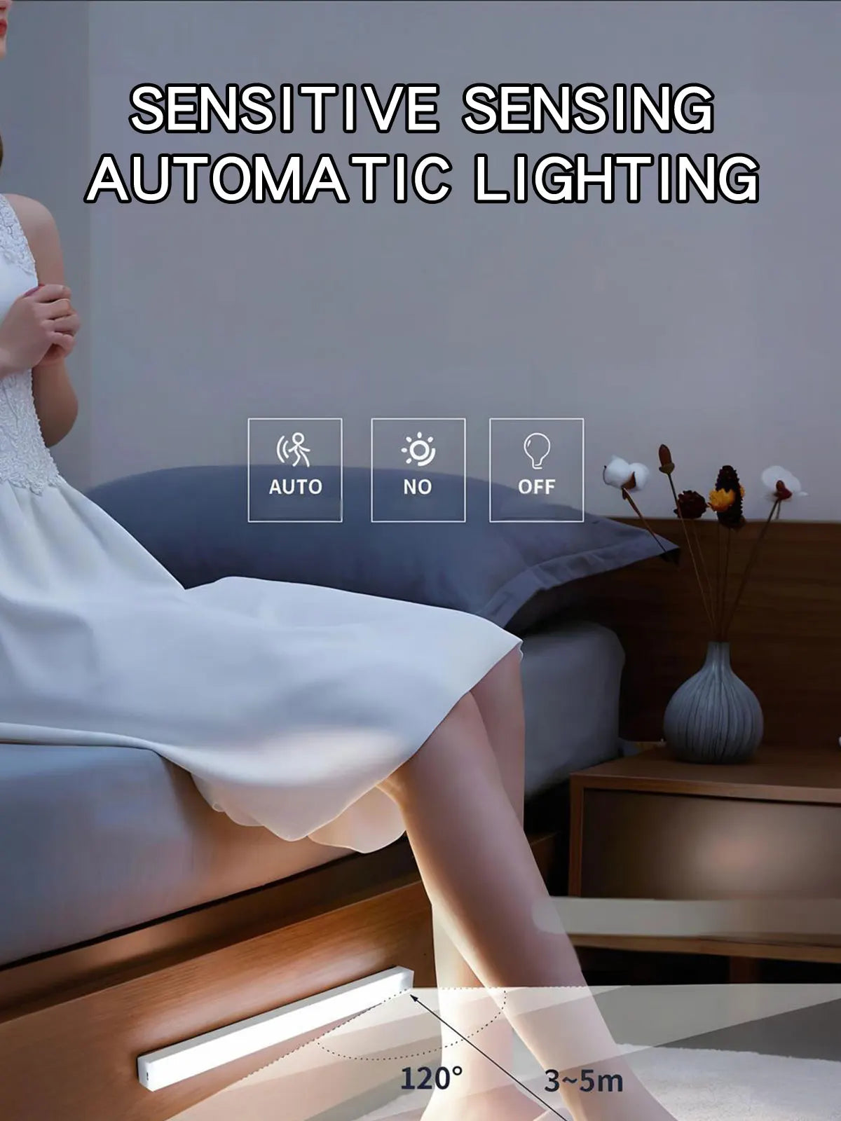 Wireless LED Night Lights Motion Sensor Lights Closet Kitchen Night Lights Bedroom Detector Light Cabinet Staircase Backlit